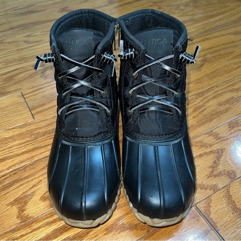 Nautica Dorsay Black Quilted Duck Rubber Boots With Ankle Zip Size 7 - Picture 6 of 12